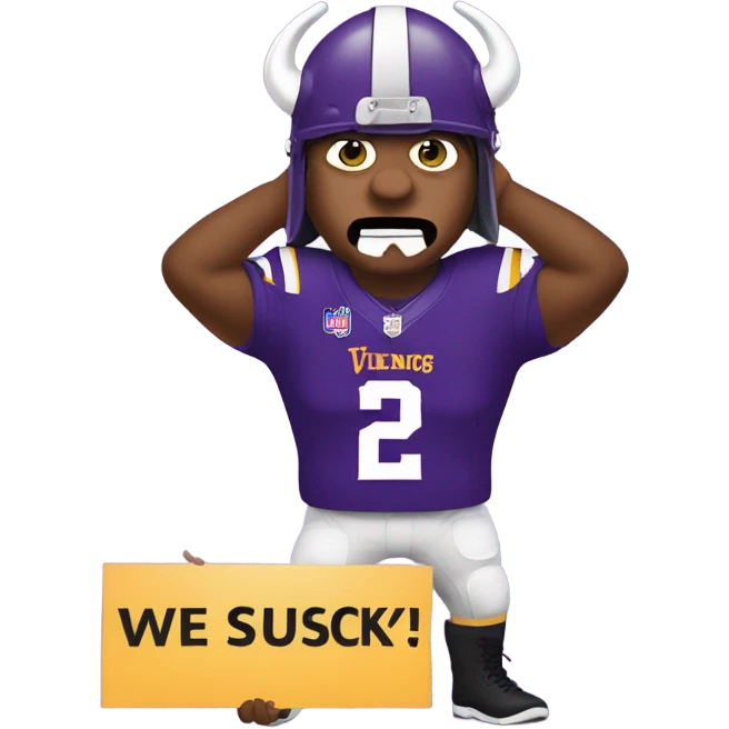 Minnesota Vikings person holding a sign that says we suck emoji