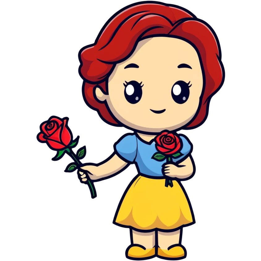 Belle holding a red rose emoji
