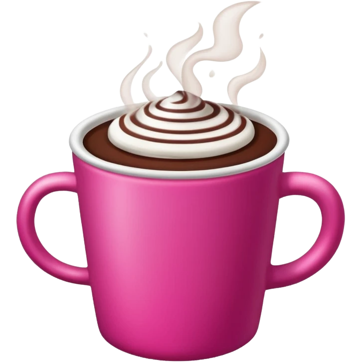 a regular hot pink cup with hot chocolate in it, no designs emoji