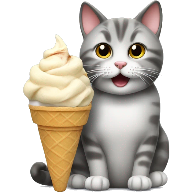 cat eat ice crea emoji