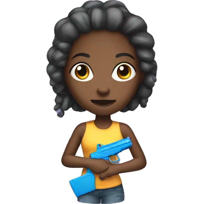 Black girl with a water gun emoji