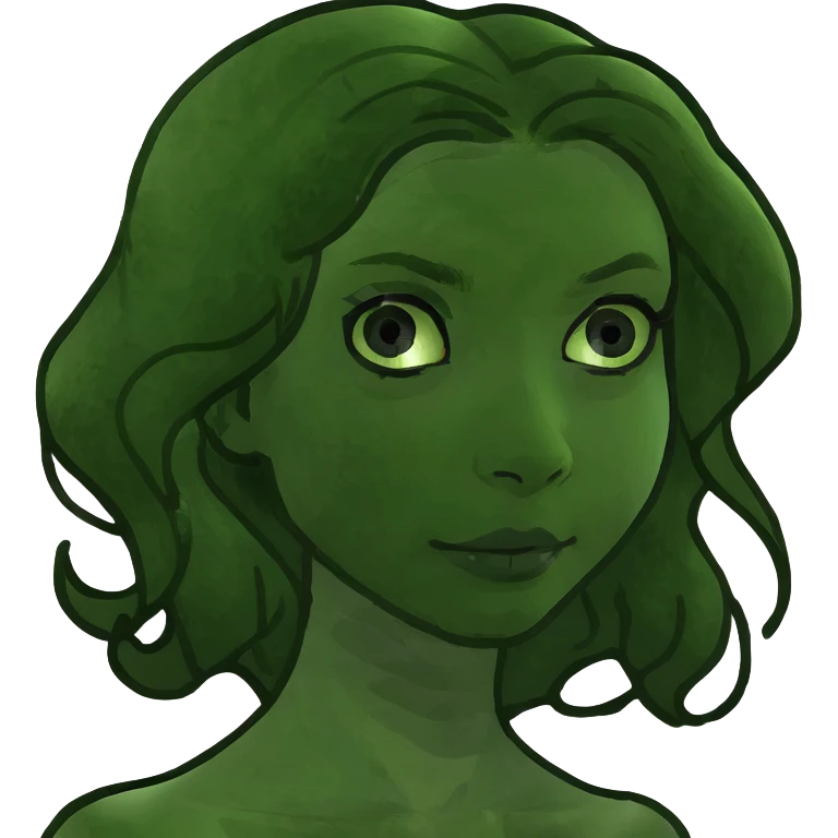 Girl with wavy hair and gray eyes emoji
