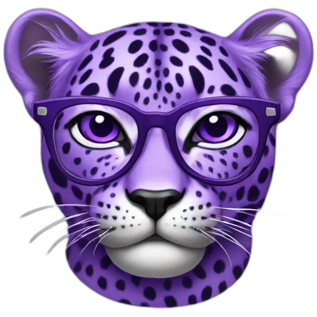 Purple leopard with glasses emoji