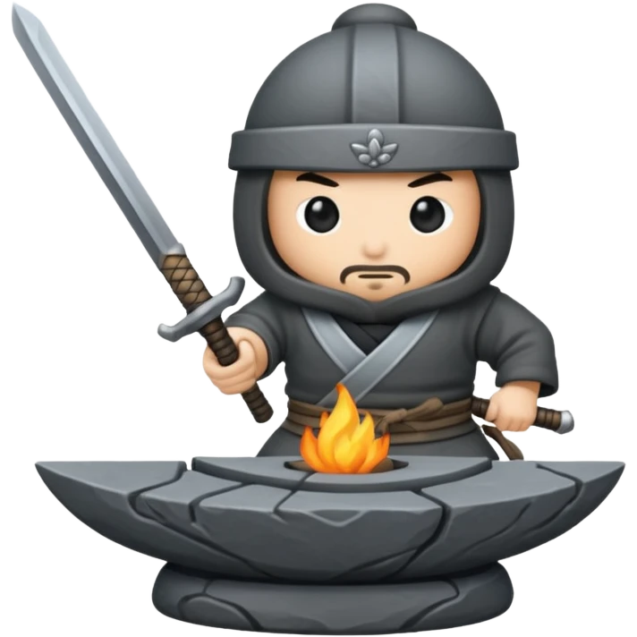 A Japanese stone forge with a sword emoji