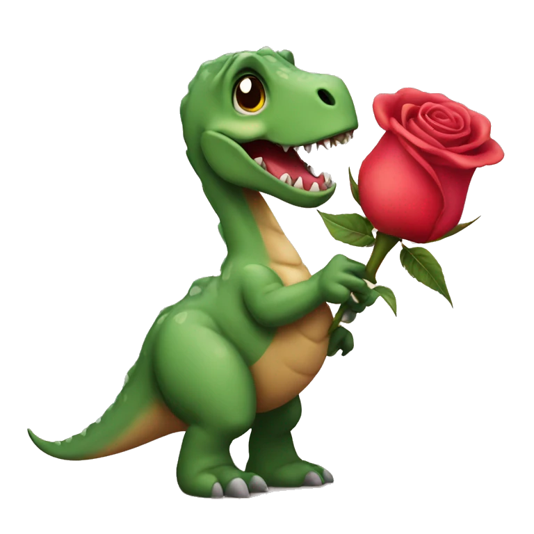 Dinosaur holding a rose  emoji