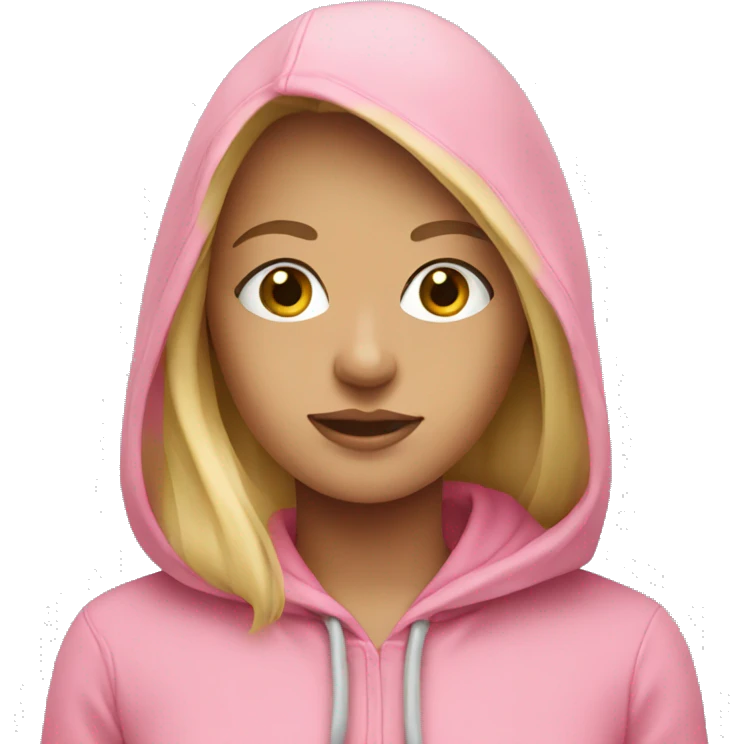 Blonde girl wearing pink hoodie  emoji