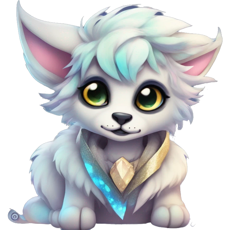 Cool cute Kawaii edgy ethereal futuristic modern epic fantasy animal sparkle fursona Fionbri creature by griffsnuff & LiLaiRa & Falvie full body emoji