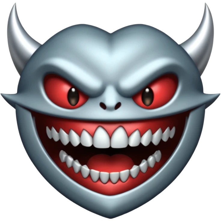metallic teeth with sharp fangs, chrome texture, dark shadows emoji