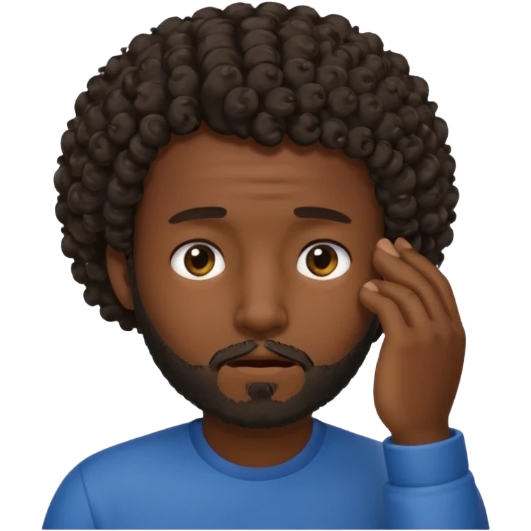 face palm man, dark skin , short hair curly , facial  small beard emoji