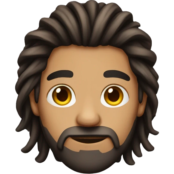 hispanic long brown hair man with a beard and 3 long dreads  emoji