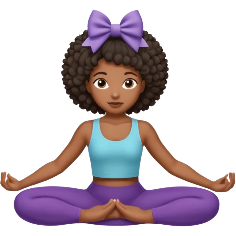 Black girl with coily hair doing Pilates with a bow in her hair  emoji