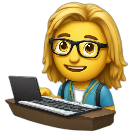 nerd on his keyboard emoji