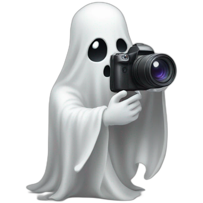 Ghost holding a camera emoji