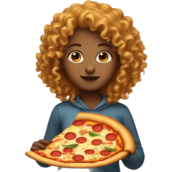 Curly girl who eats pizza emoji