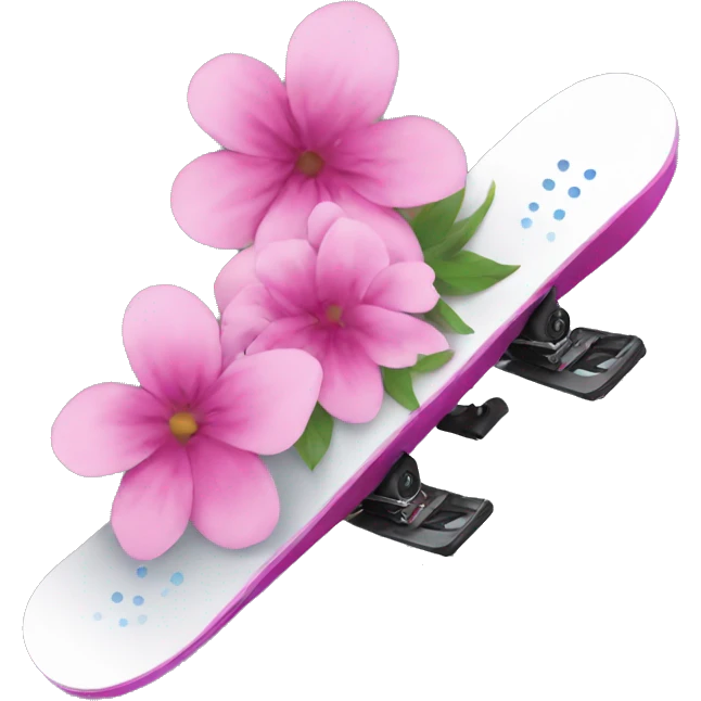 Snowboard with pink flowers emoji