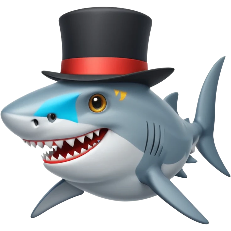Shark with a top hat emoji