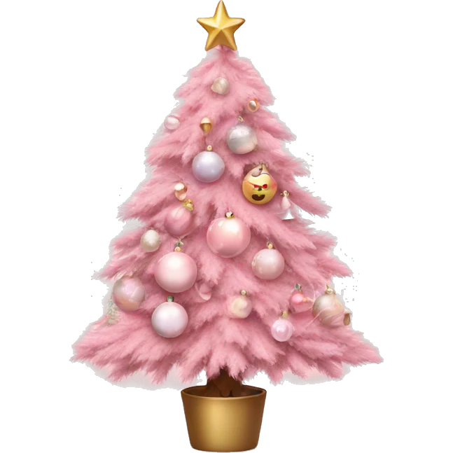 Baby pink Christmas tree with cute ornaments emoji