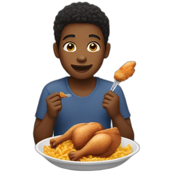 Black boy eating chicken emoji