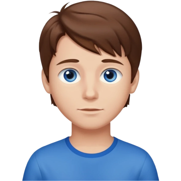 Brown hair and blue eyes boy emoji