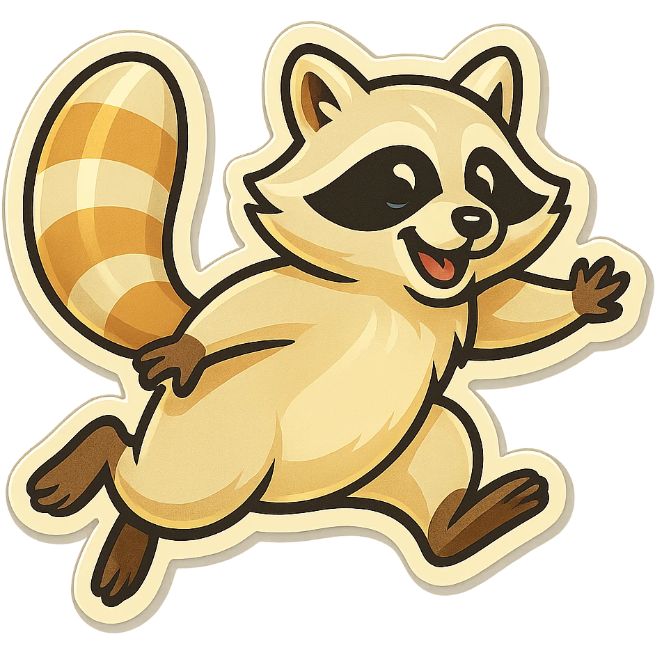 Very Light Blonde cool raccoon jumping  emoji