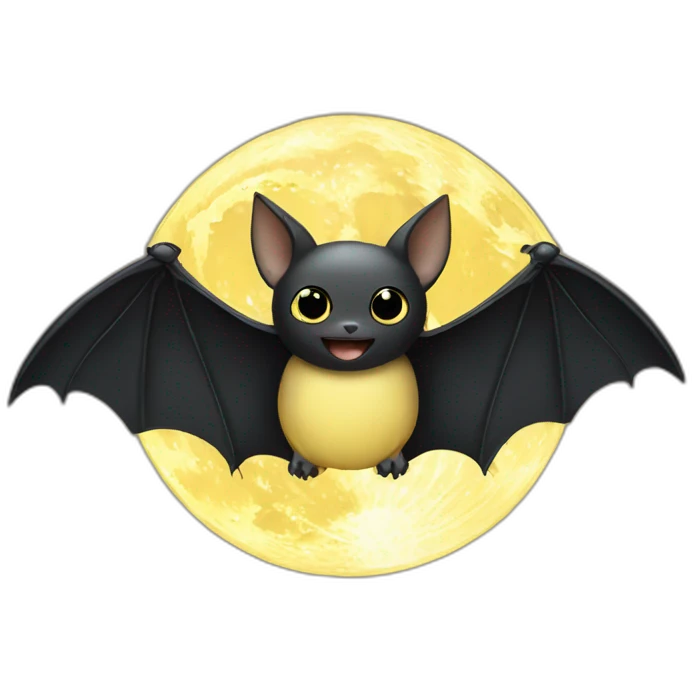 black baby bat wings in front of light yellow moon emoji