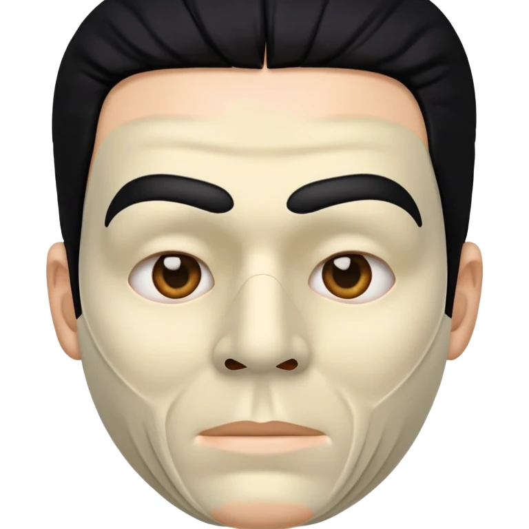 full face mask, shoulders, black hair, creepy man, 50 years old emoji