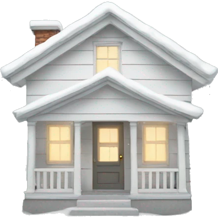 snow falling on a white little house emoji