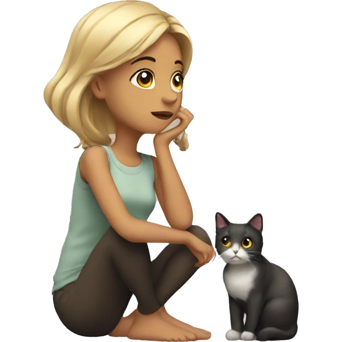 Thinking girl with cat emoji