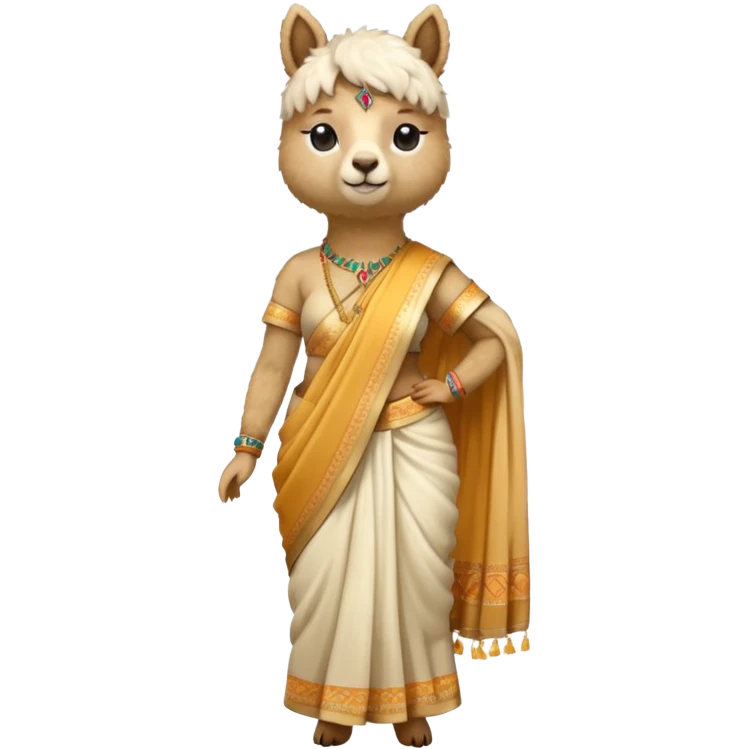 saree wearing alpaca emoji