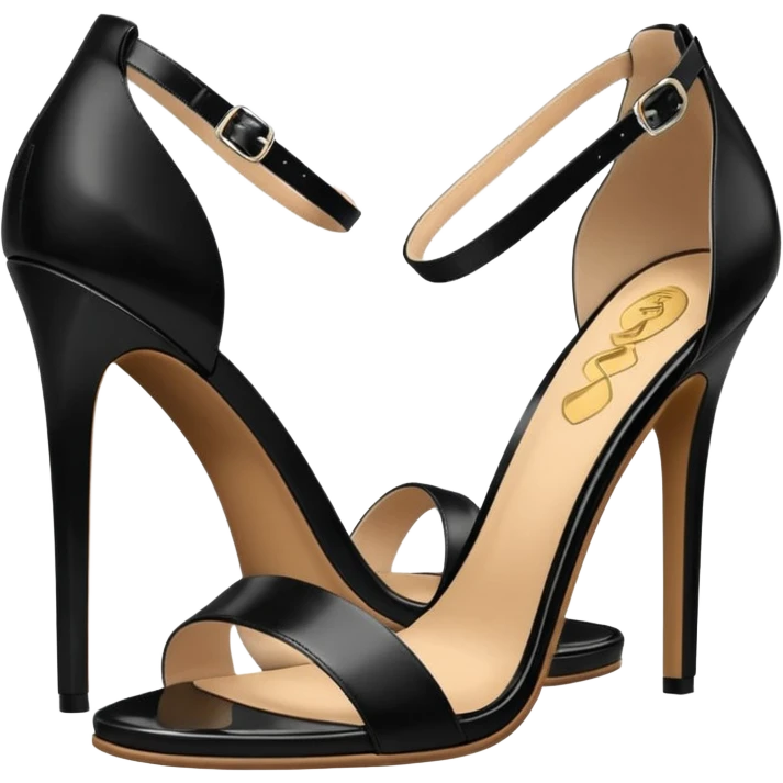 open toe black high heels sandals emoji
