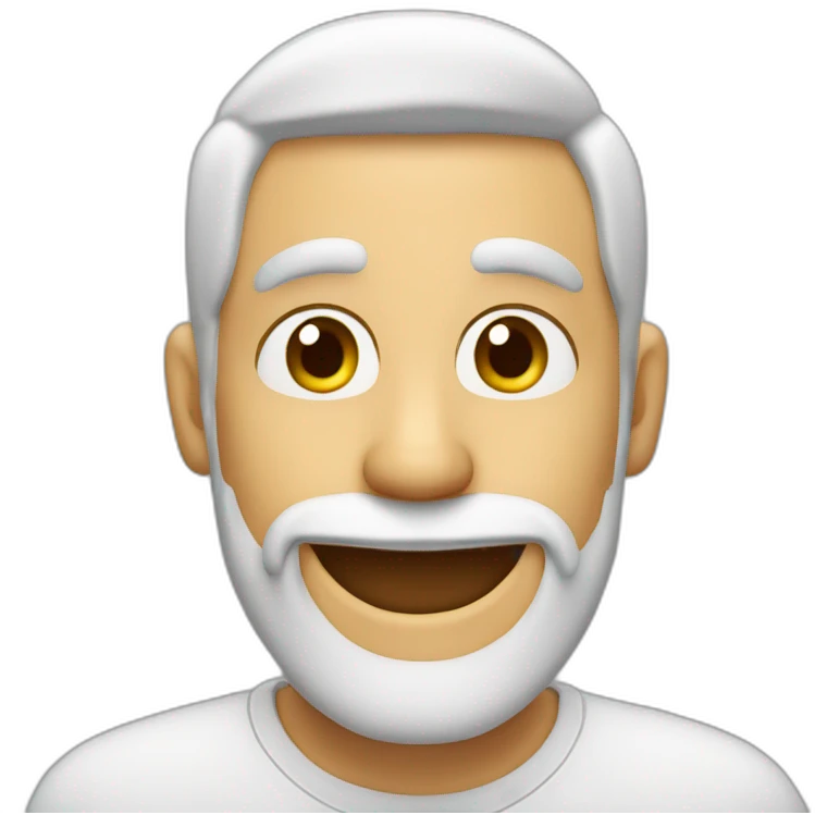 Hombre sin pelo con barba blanca sonriendo emoji