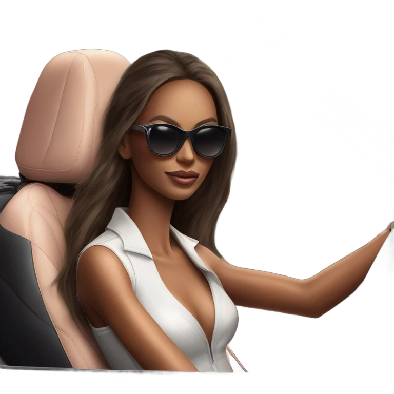 Photo of Victoria secret model driving a sports car emoji