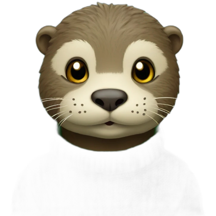 Otter in a green sweater with M written on it emoji