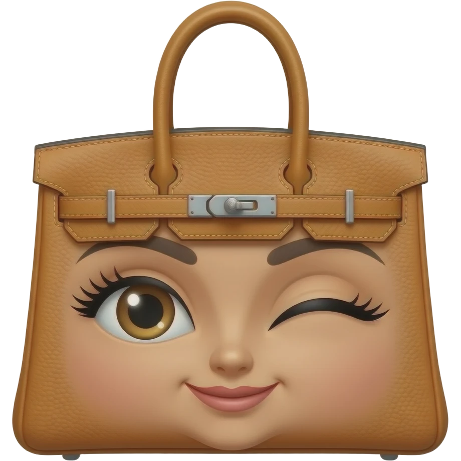 hermes bag with women eye and lashes and smiling emoji