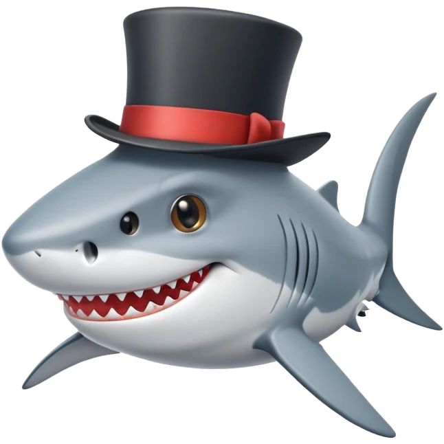 Shark with a top hat emoji