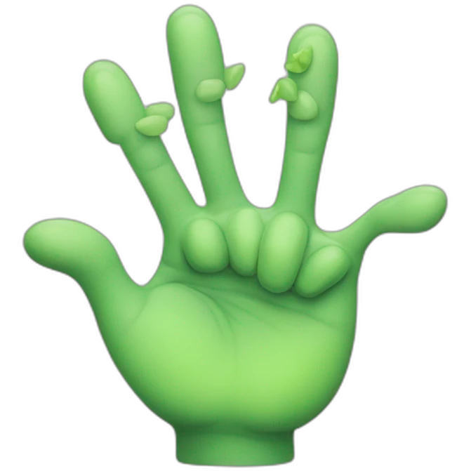 green grogu hand with 3 fingers emoji