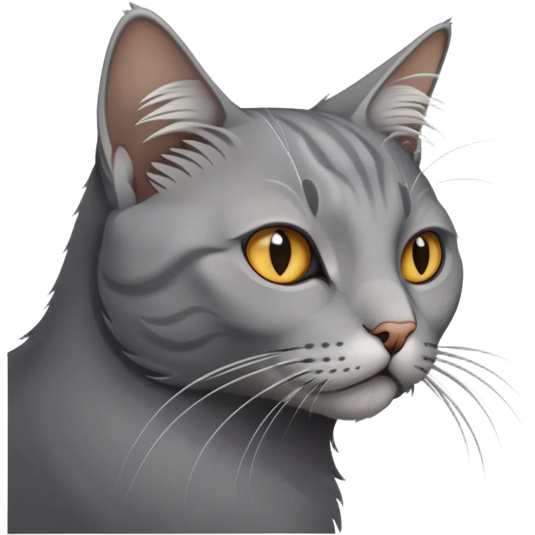 Старый седой кот в профиль emoji