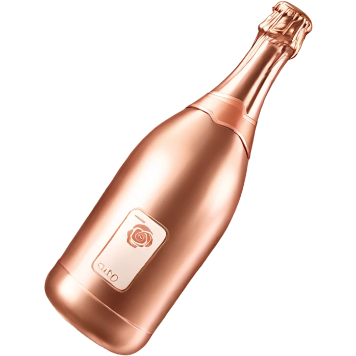 Realistic rose gold metal champagne bottle emoji