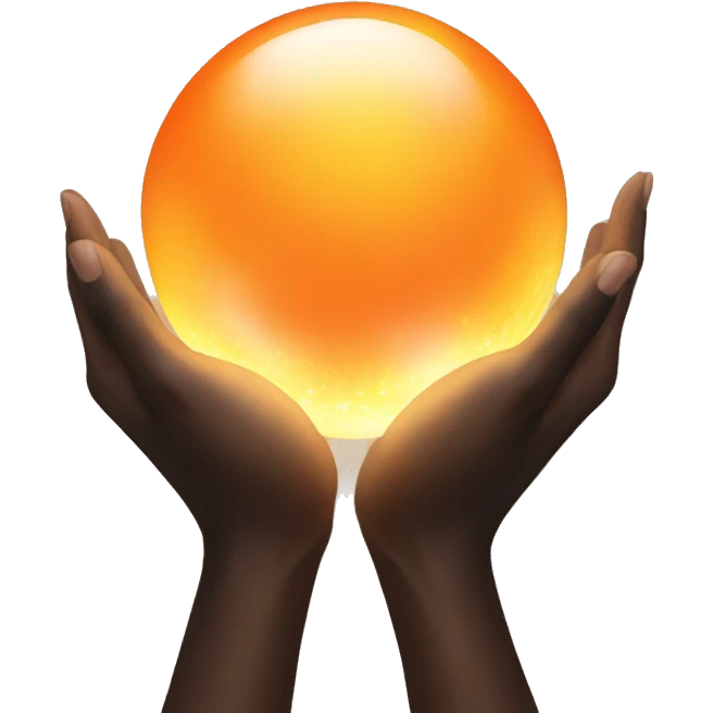 Hands holding Glowing orange orb emoji