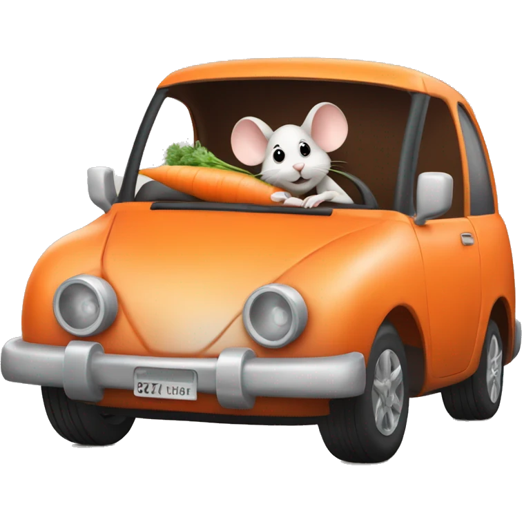 3 mouse sitting in a carrot car emoji