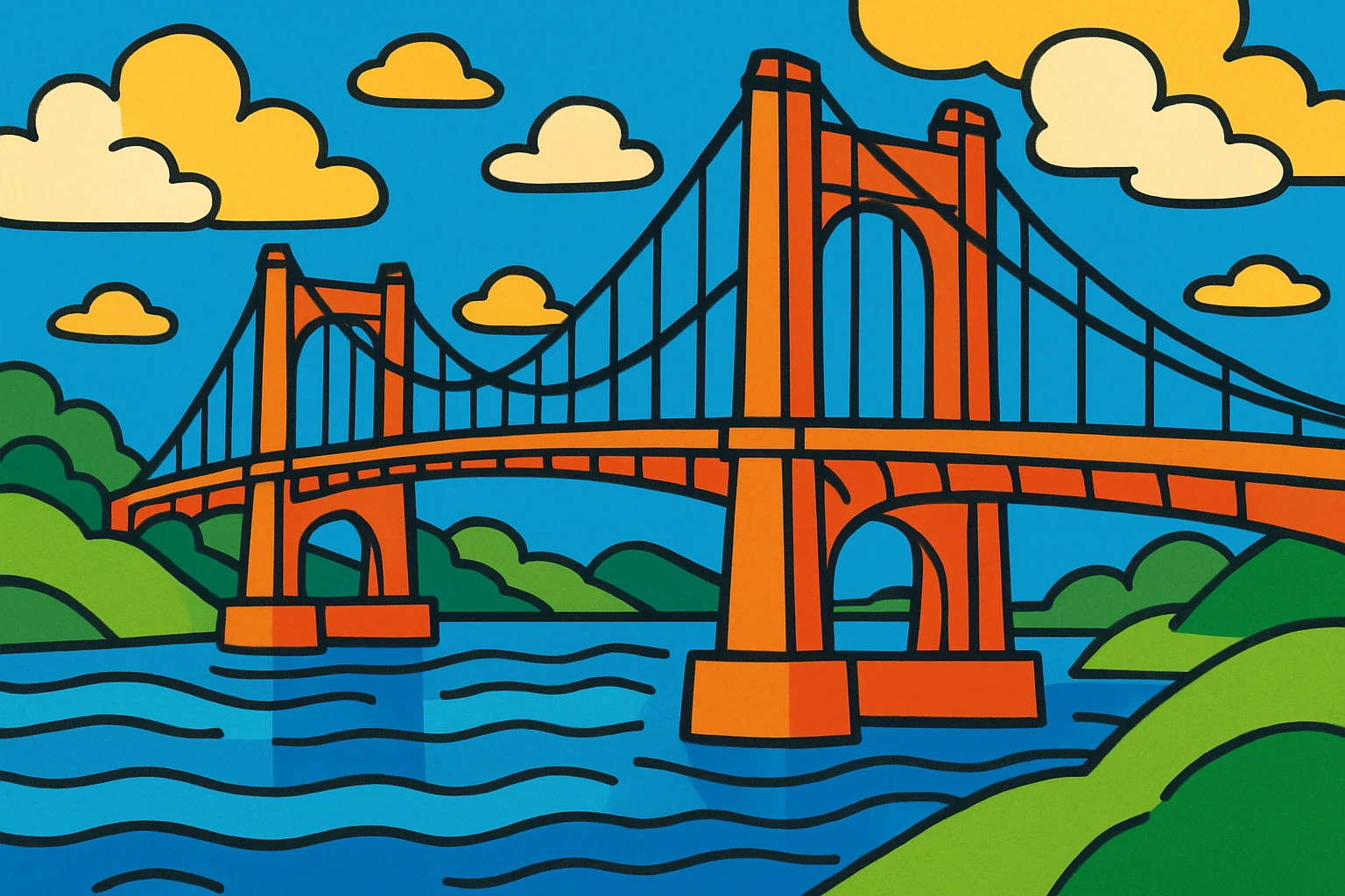a bridge in a vibrant cartoon style emoji