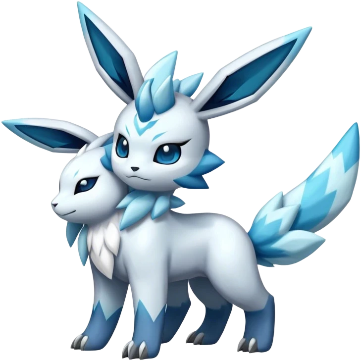 Fluffy celestial Glaceon-dialga-hybrid, full body emoji