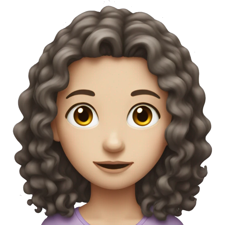 pale girl with long dark brown curly hair emoji