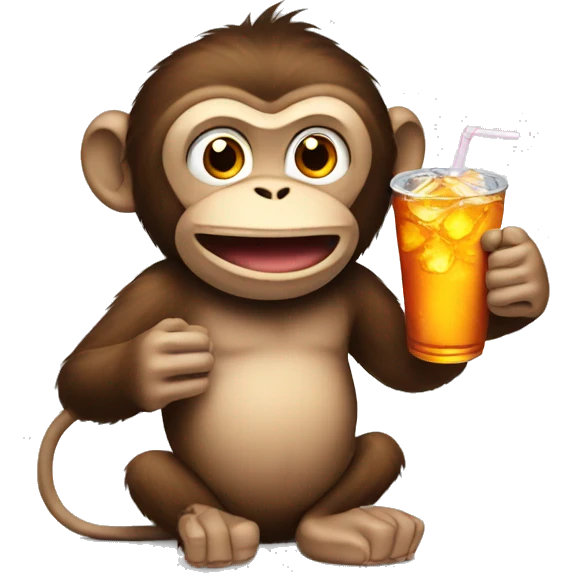Monkey with a soda emoji