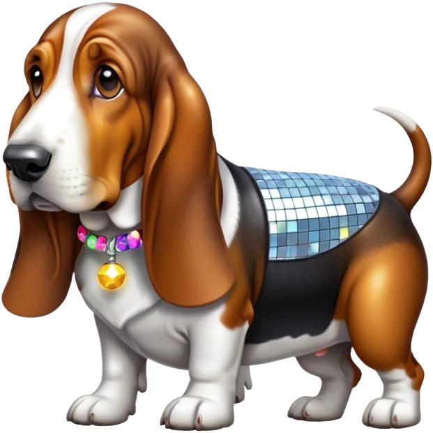Basset hound disco ball emoji