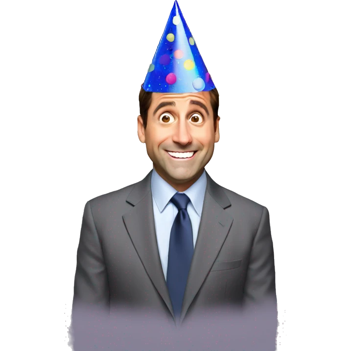 Excited Michael Scott with a party hat emoji