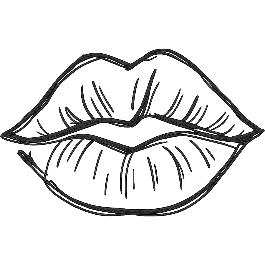 Create a clear and precise lipstick kiss mark exactly like the reference image, with sharp edges and uniform color, suitable for vector outline. No additional effects or textures, just a clean and consistent lipstick imprint. emoji