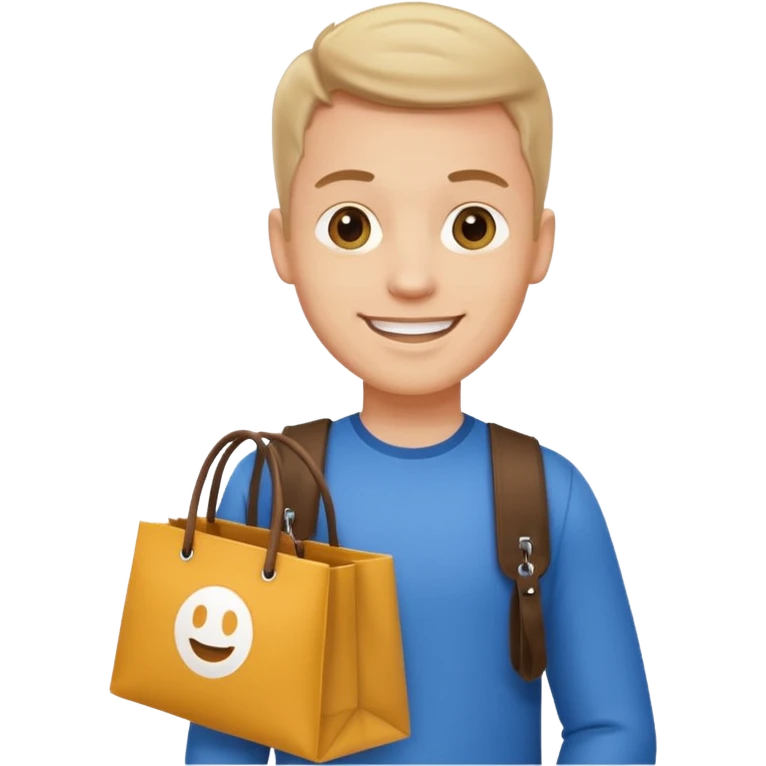 a white guy with branded bags emoji