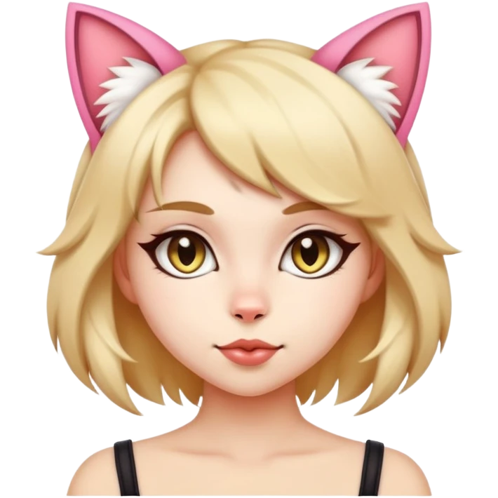 stylish cat girl with cat ears and tail emoji