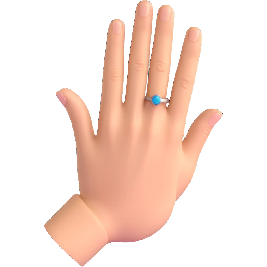 hand with ring finger extended, other fingers folded, microsoft 3d fluent emoji style emoji